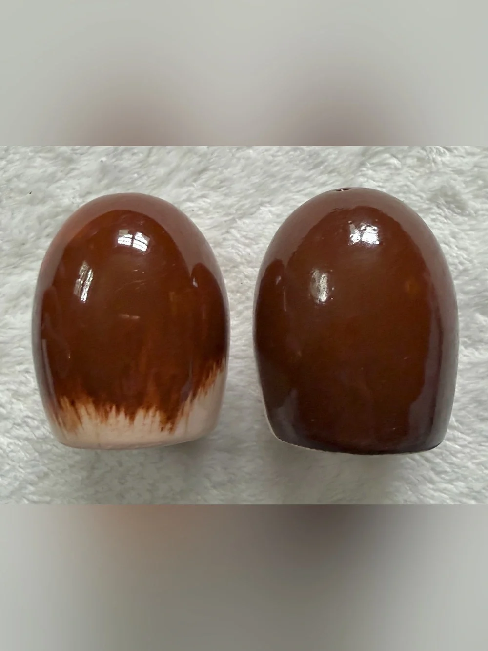 Vintage Napco Salt Pepper Shakers Egg Faces Man Woman Small Ceramic 2.25”